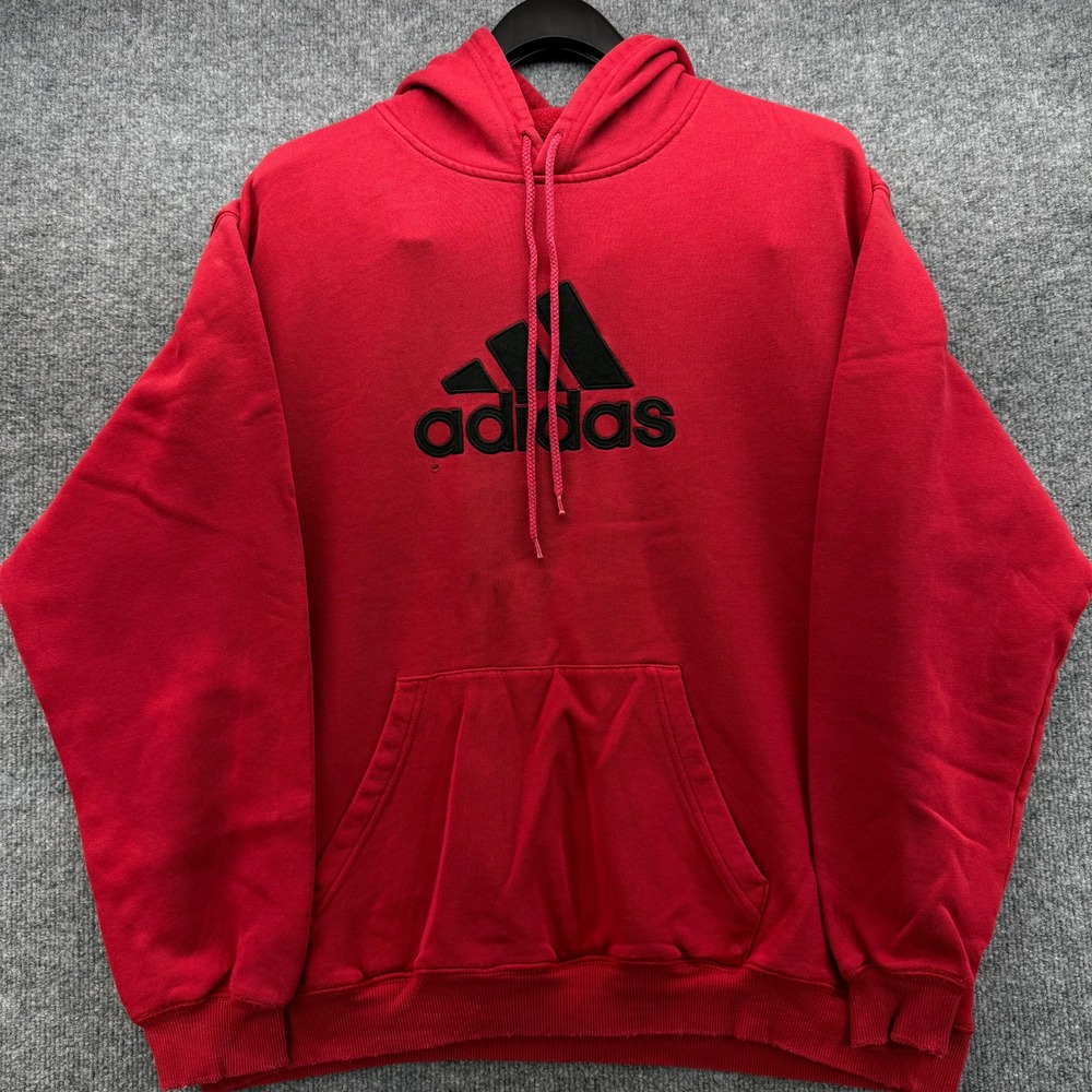 Early Y2K Adidas Red Logo Hoodie Sweatshirt Men's Size Medium